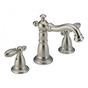 Delta 3555LFSS 216SS Bathroom Faucet, Victorian Two Handle Widespread, Lead Free   Stainless Steel