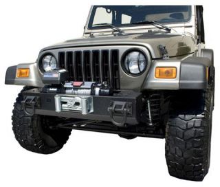 Rugged Ridge   Rugged Ridge Front Short Base Winch Mount Bumper Center Section Bumper Textured (Black)   Fits 1976 to 2006 Wrangler and CJ