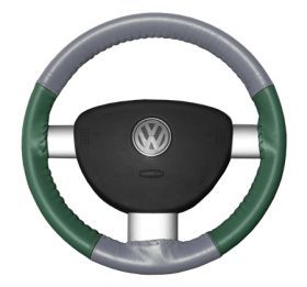 1993, 1995 Volkswagen Eurovan Leather Steering Wheel Covers   Wheelskins Grey Perf/Green BX   Wheelskins EuroPerf Perforated Leather Steering Wheel Covers