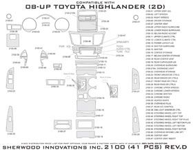 2008 2013 Toyota Highlander Wood Dash Kits   Sherwood Innovations 2100 N50   Sherwood Innovations Dash Kits
