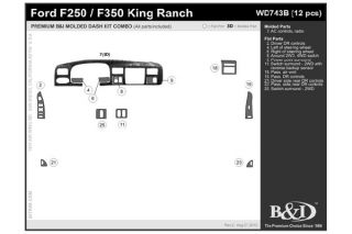 2004 Ford F 250 Wood Dash Kits   B&I WD743B DCF   B&I Dash Kits