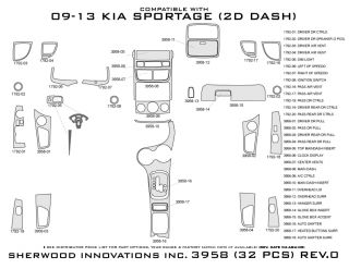 2009, 2010 Kia Sportage Wood Dash Kits   Sherwood Innovations 3958 N50   Sherwood Innovations Dash Kits