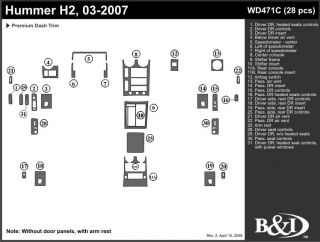 2003 2007 Hummer H2 Wood Dash Kits   B&I WD471C DCF   B&I Dash Kits