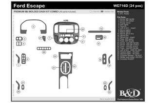 2005, 2006, 2007 Ford Escape Wood Dash Kits   B&I WD716D DCF   B&I Dash Kits