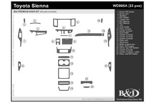 2011 2014 Toyota Sienna Wood Dash Kits   B&I WD995A DCF   B&I Dash Kits
