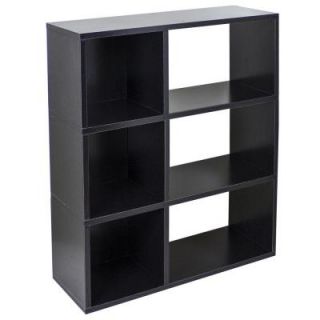 Way Basics zBoard Sutton 3 Shelf Eco Bookcase, Tool Free Assembly Cubby Storage in Black Wood Grain WB 3SWRC BK