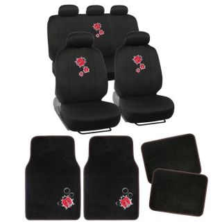 BDK Butterfly Full Set Car Seat Covers and Floor Mats