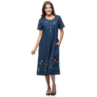 La Cera Womens Embroidered Denim Dress   14531377  