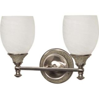 Glomar Rockport Milano 2 Light 17 in. Vanity withAlabaster Swirl Glass Finished in Brushed Nickel DISCONTINUED HD 454