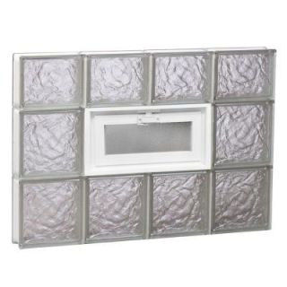 Clearly Secure 31 in. x 21.25 in. x 3.125 in. Ice Pattern Vented Glass Block Window 3222VIC