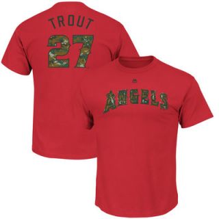 Mike Trout Los Angeles Angels of Anaheim Majestic Memorial Day Name & Number T Shirt   Red