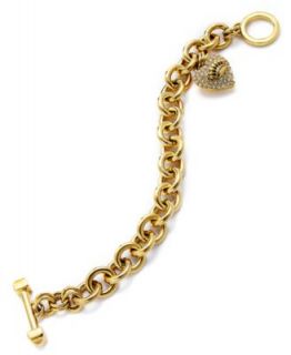 Juicy Couture Bracelet, Gold Tone Pave Heart Charm Bracelet