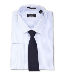 Kenneth Cole New York Non Iron Regular Fit Stripe French Cuff Dress Shirt Blue Ice