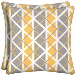 Hampton Bay Seville Lattice Outdoor Throw Pillow (2 Pack) JF26554B D9D2
