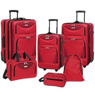 Travelers Club Luggage Euro Collection Value Set, 6 Piece Set, Red