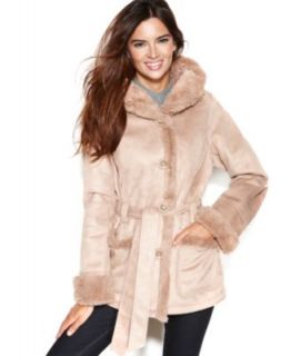 Jessica Simpson Toggle Front Faux Shearling Coat   Coats   Women
