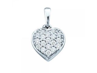 14k White Gold 0.10 CTW Diamond Heart Pendant   0.652 gram    #556 39701 