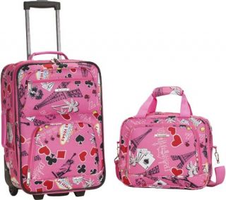 Rockland 2 Piece Luggage Set F102   Pink Vegas