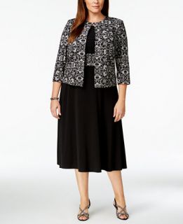 Jessica Howard Plus Size Printed Sequin Jacket and Dress   Dresses