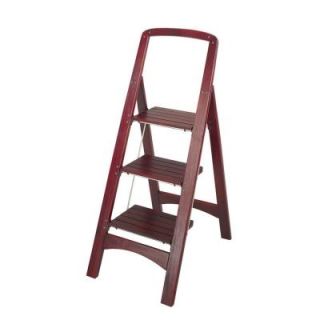 Cosco Rockford 3 Step Mahogany Wood Step Stool Ladder with 225 lb. Load Capacity Type II Duty Rating 11255MGY1