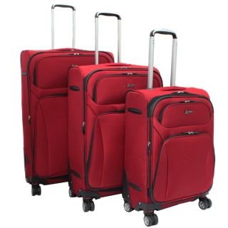 Jourdan Lightweight Red 3 piece Expandable Spinner Luggage Set