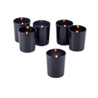 Light In The Dark Black Frosted Glass Round Votive Candle Holders with White Votive Candles (Set of 36) LITD VCG 36 RND BLK 1036 W
