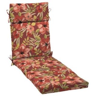 Hampton Bay Chili Tropical Blossom Outdoor Chaise Lounge Cushion JE01853B D9D1