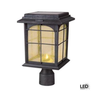 Hampton Bay Solar Outdoor Hand Painted Sanded Iron Post Lantern with Seedy Glass Shade 46240 300PS