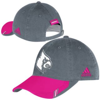 adidas Louisville Cardinals 2013 BCA Coachs Slouch Adjustable Hat   Gray/Pink