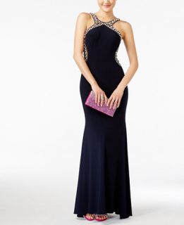 Blondie Nites Juniors Embellished Open Back A Line Gown   Juniors