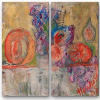 All My Walls 'Still Life with Melon and Fig' by Mike Henderson 2 Piece Painting Print Plaque Set