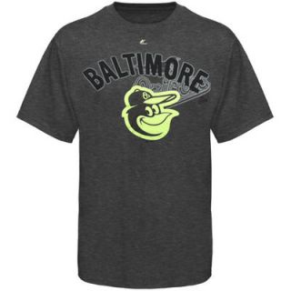 Majestic Baltimore Orioles Neon Logo Heathered T Shirt   Charcoal 