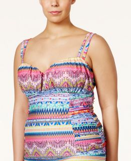 Jessica Simpson Plus Size Bali Breeze Tribal Print Underwire Tankini