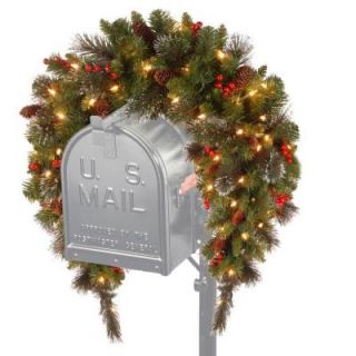 National Tree Company 3 ft. Battery Operated Crestwood Spruce Artificial Mailbox Swag with 50 Clear LED Lights CW7 300 3M B1