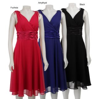 Connected Apparel Womens Chiffon V neck Dress  ™ Shopping