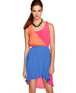Material Girl Juniors Dress, Sleeveless Asymmetrical Colorblock