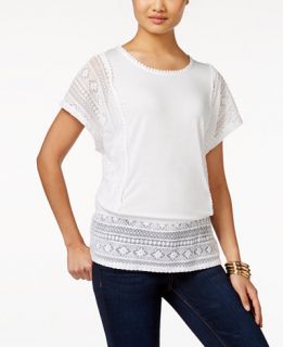 Style & Co. Lace Panel Peplum Top, Only at   Tops   Women
