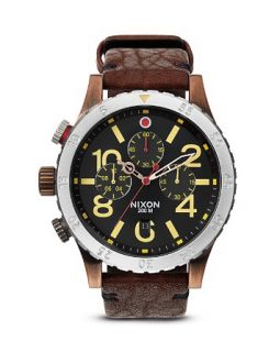 Nixon The 48 20 Chrono Leather Strap Watch, 48mm
