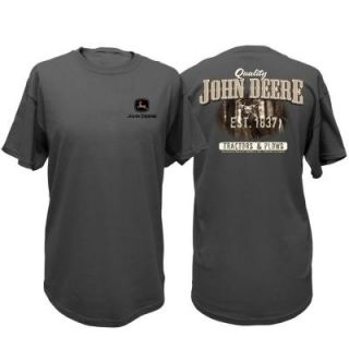 John Deere Big Buck Large Adult Men's Crew Neck Tee Shirt in Charcoal Grey 13001485CH05