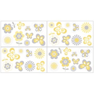 Sweet Jojo Designs Yellow/ Grey Mod Garden Wall Decal Stickers (Set of