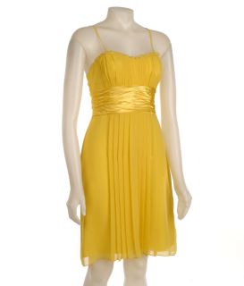 Democracy Womens Yellow Chiffon Pleated Dress  ™ Shopping