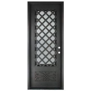 Iron Doors Unlimited 37.5 in. x 81.5 in. Luce Lattice Classic 3/4 Lite Painted Oil Rubbed Bronze Hammered Wrought Iron Prehung Front Door IL3781LSLW