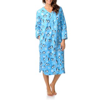 La Cera Womens Henley Penguin Print Sleep Shirt   Shopping