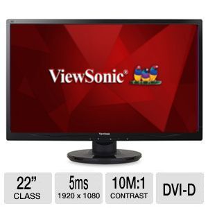 ViewSonic 22 Class LED Monitor   1920 x 1080, 100000001 Dynamic, 5ms, VGA, DVI D, Energy Star    VA2246M LED