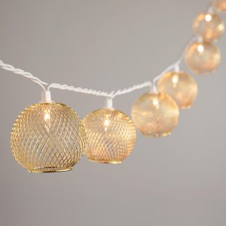 Gold Wire Globe 10 Bulb String Lights