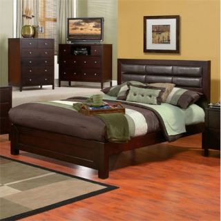Alpine Furniture SK 21F Solana Full Platform Bed with Faux Leather Headboard in Cappuccino