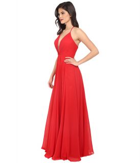 Faviana Chiffon V Neck Gown w/ Full Skirt 7747 Red