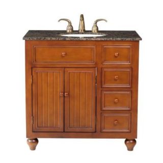 stufurhome Mary 36 in. Vanity in Dark Cherry with Granite Vanity Top in Baltic Brown with White Undermount Sink DISCONTINUED GM 2214 36 BB