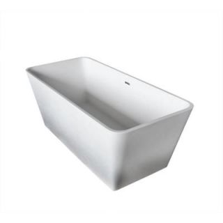 ANZZI Cenere 4.9 ft. Man Made Stone Center Drain Freestanding Bathtub in Matte White FT AZ501