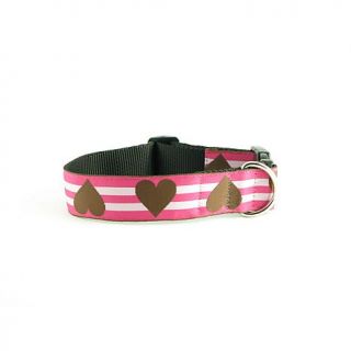 Isabella Cane Wide Hearts Brown and Pink Collar   Medium   7233414